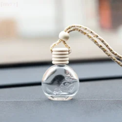 1Pc Five Wire Lid 10ML Flat Round Flower Empty Bottle Car Essential Oil Diffuser Fragrance Air Freshener Scent Bottle Ornament - Image 2