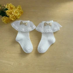 Kids Girls Crew Socks Cute Bow Dress Walking Socks with Mesh Ruffles for Toddler Clothing Accessories - Image 5
